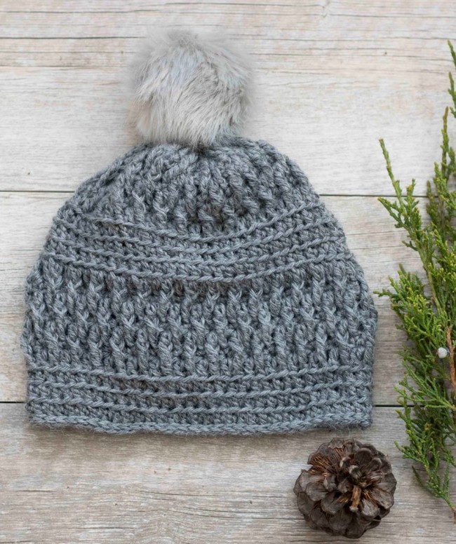 Alpaca Squishy Pom Beanie Crochet Hat Pattern