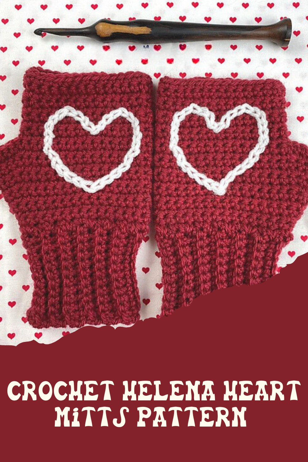  Crochet Helena Heart Mitts Pattern 