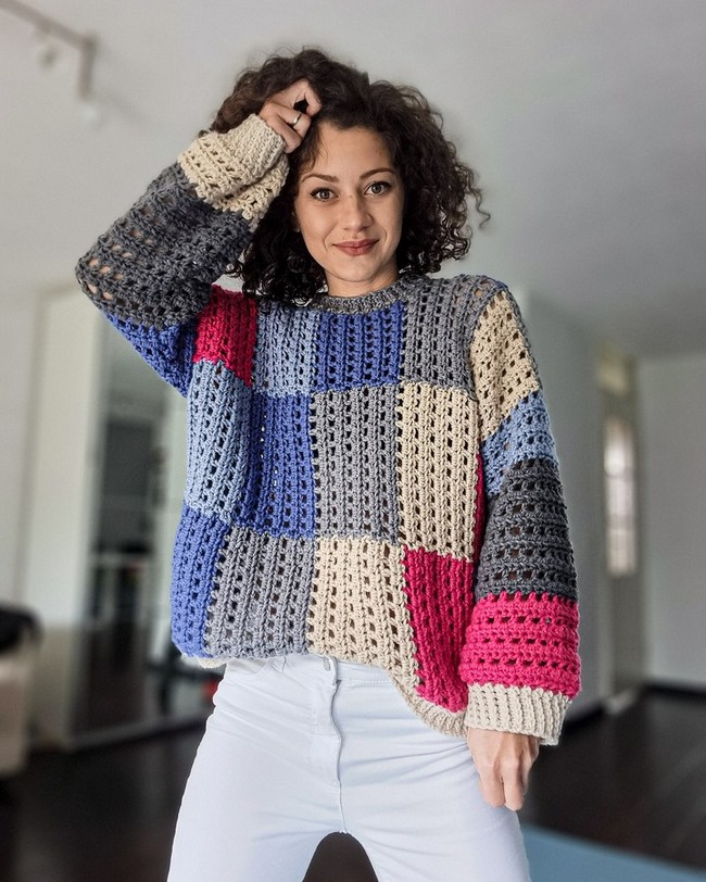 Crochet Pane Sweater Pattern