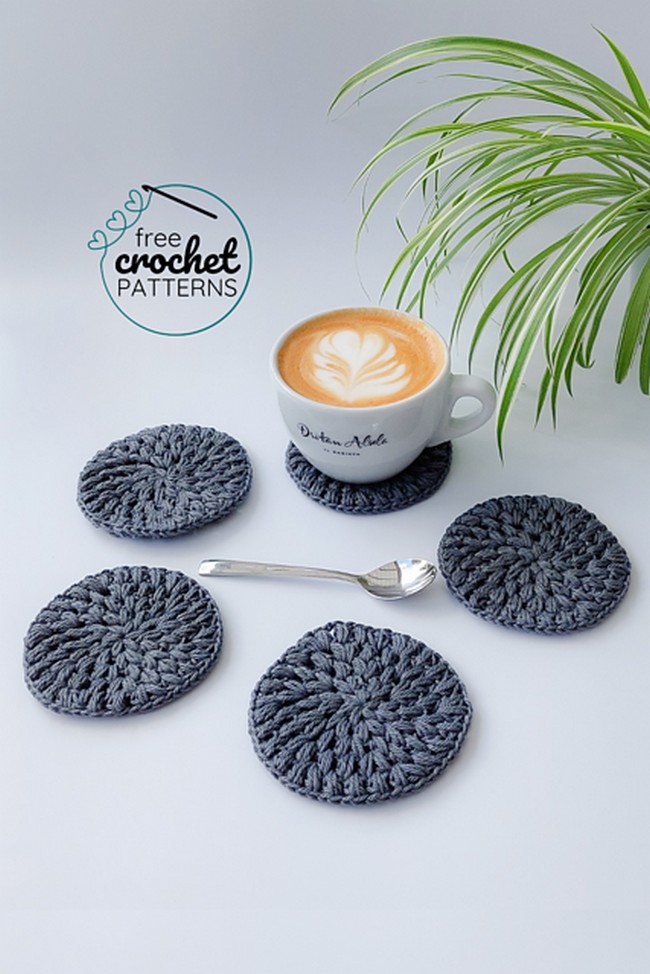 Crochet Puff Stitch Coasters Pattern 