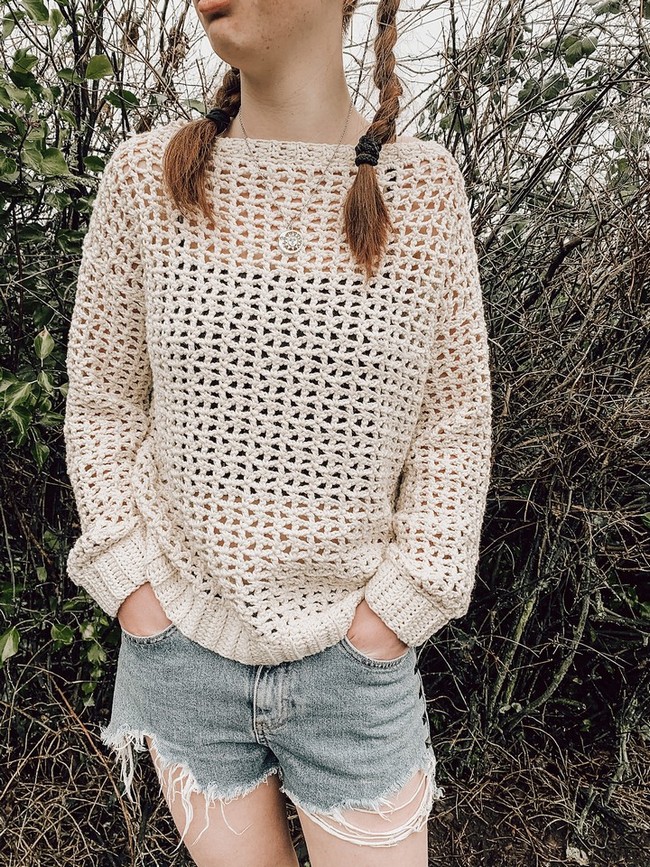 Crochet Spring Mesh Sweater Pattern 