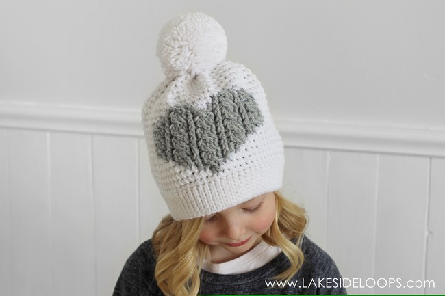 Henley Crochet Cable Heart Hat Free Pattern