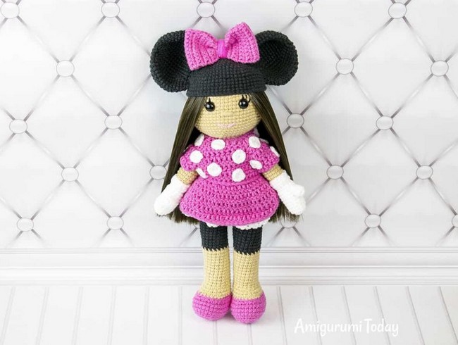 Minnie Mouse Costume Crochet Doll Free Amigurumi Pattern