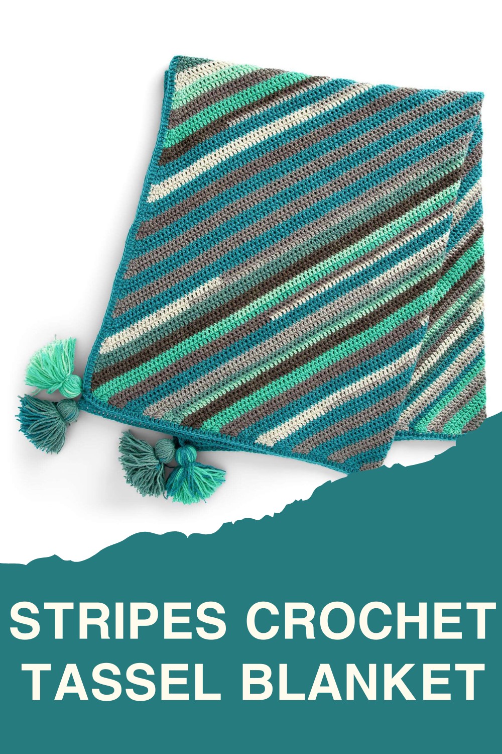 Stripes Crochet Tassel Blanket