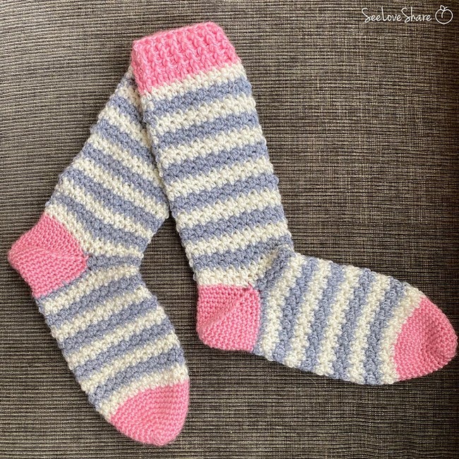 Crochet Softee Striped Socks Pattern