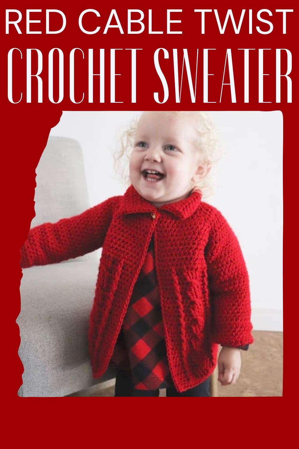 Red Cable Twist Crochet Sweater
