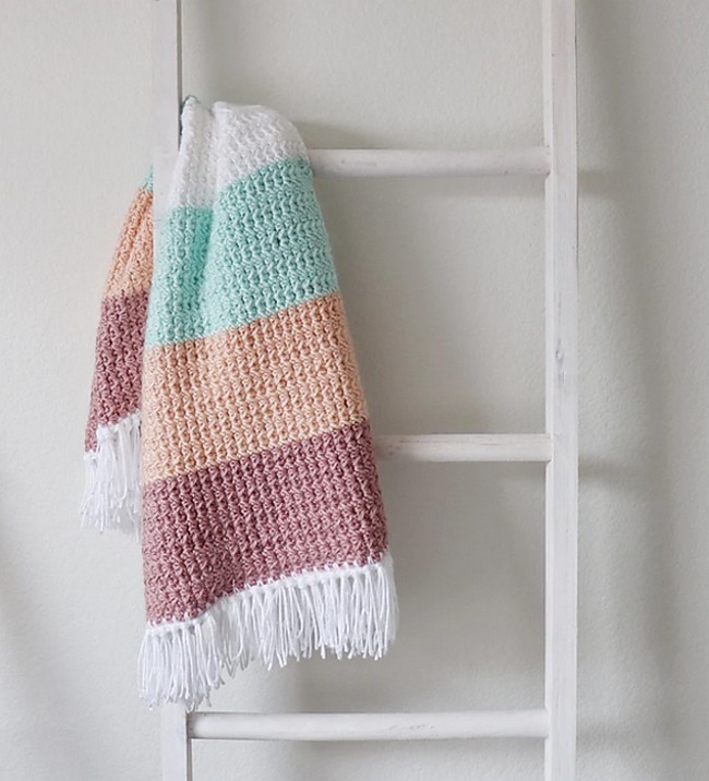 Crochet Boho Color Block Baby Blanket Pattern