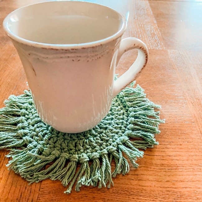 Crochet Boho Fringe Coasters Pattern