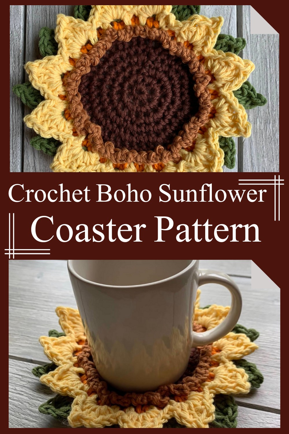 Crochet Boho Sunflower Coaster Pattern
