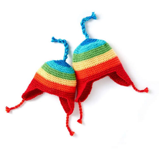 Crochet Caron Rainbow Hat Pattern