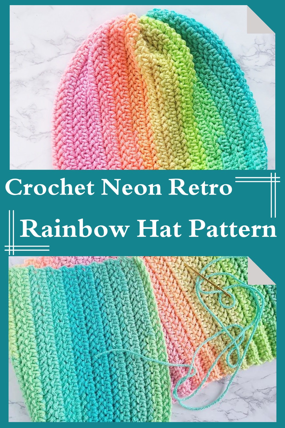 Crochet Neon Retro Rainbow Hat Pattern