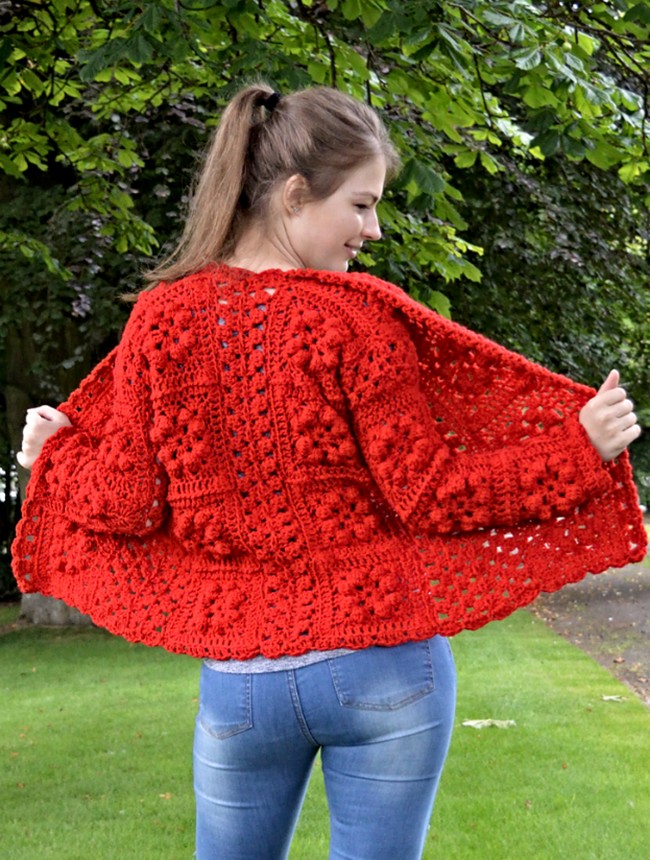 Crochet One Color Granny Square Cardigan Pattern