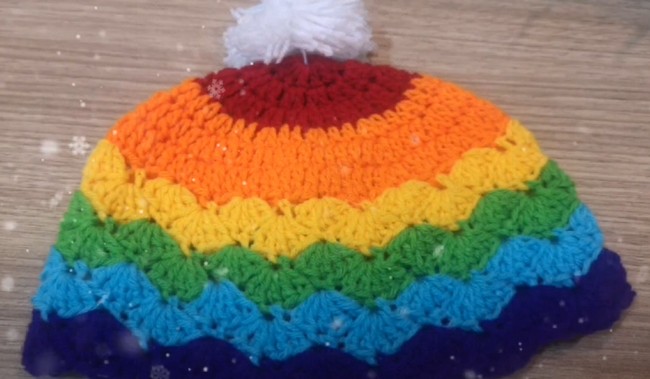 Crochet Rainbow Beanie