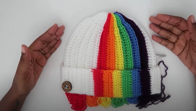 Crochet Rainbow Pride Beanie