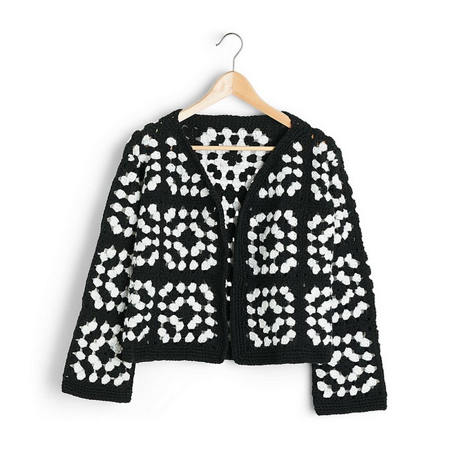 Crochet Two Color Granny Jacket Pattern