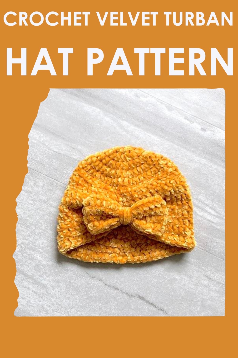 Crochet Velvet Baby Turban Hat With Bow Pattern