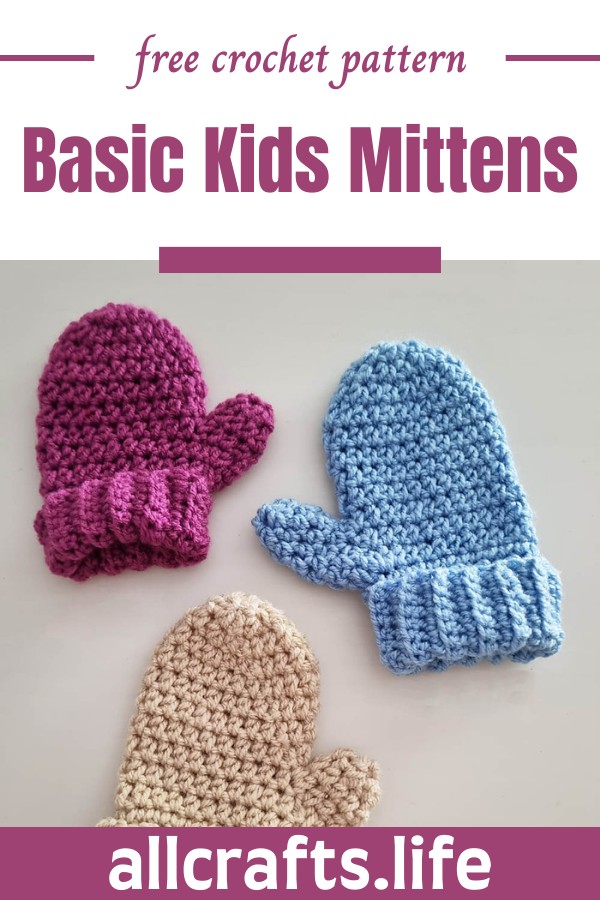 Crochet Basic Kids Mittens Pattern