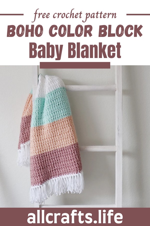 Crochet Boho Color Block Baby Blanket Pattern