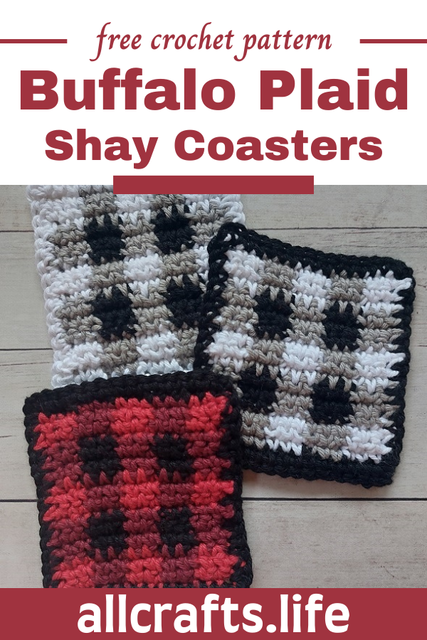 Crochet Buffalo Plaid Shay Coasters Pattern