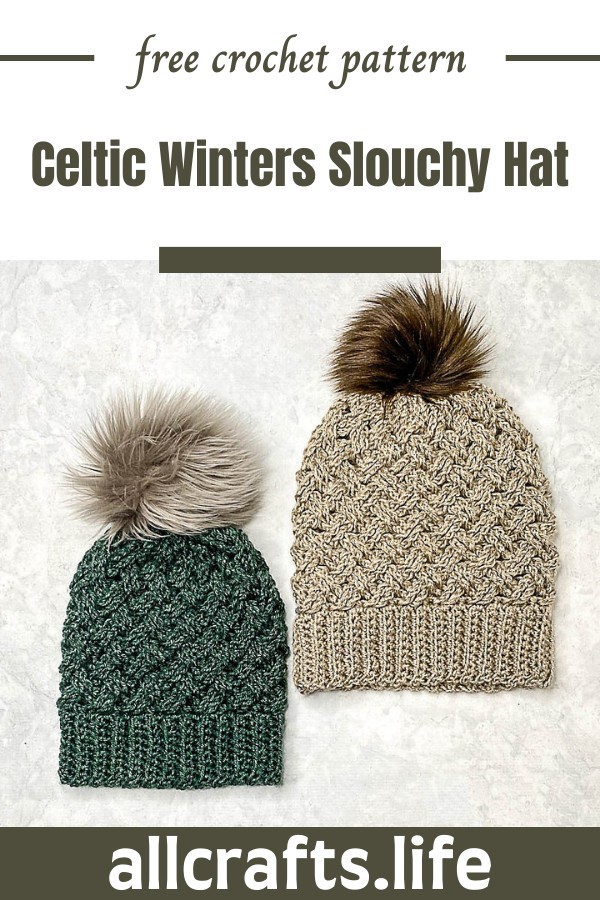 Crochet Celtic Winters Slouchy Hat Pattern