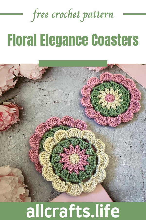 Crochet Floral Elegance Coasters Pattern