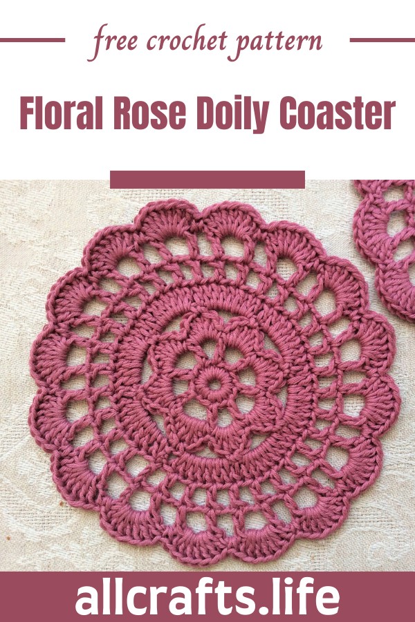 Crochet Floral Rose Doily Coaster Pattern