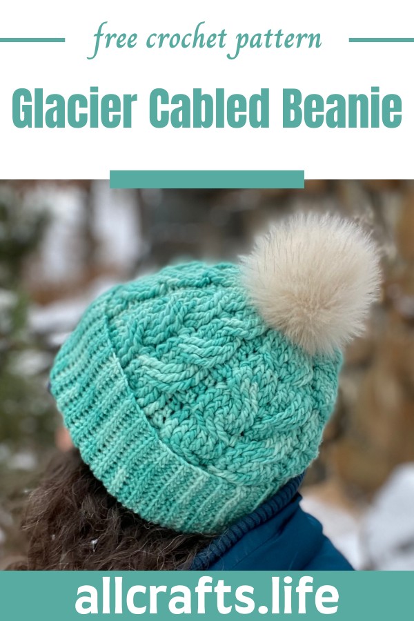 Crochet Glacier Cabled Beanie Pattern