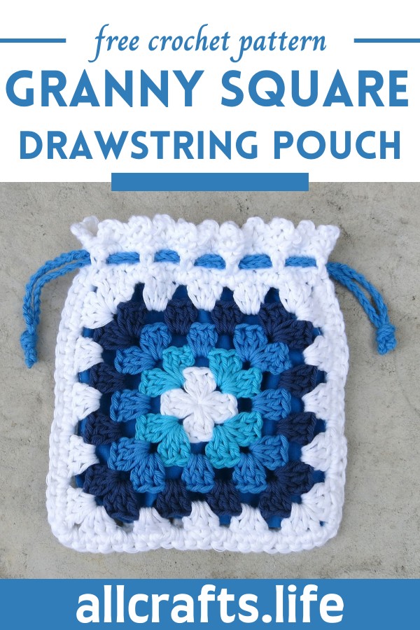 Crochet Granny Square Drawstring Pouch Pattern