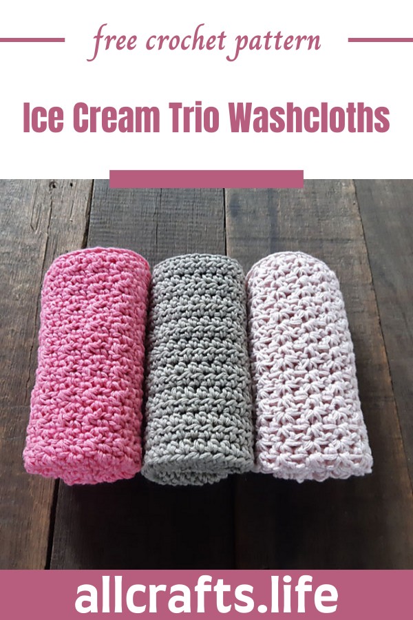 Crochet Ice Cream Trio Washcloths Pattern