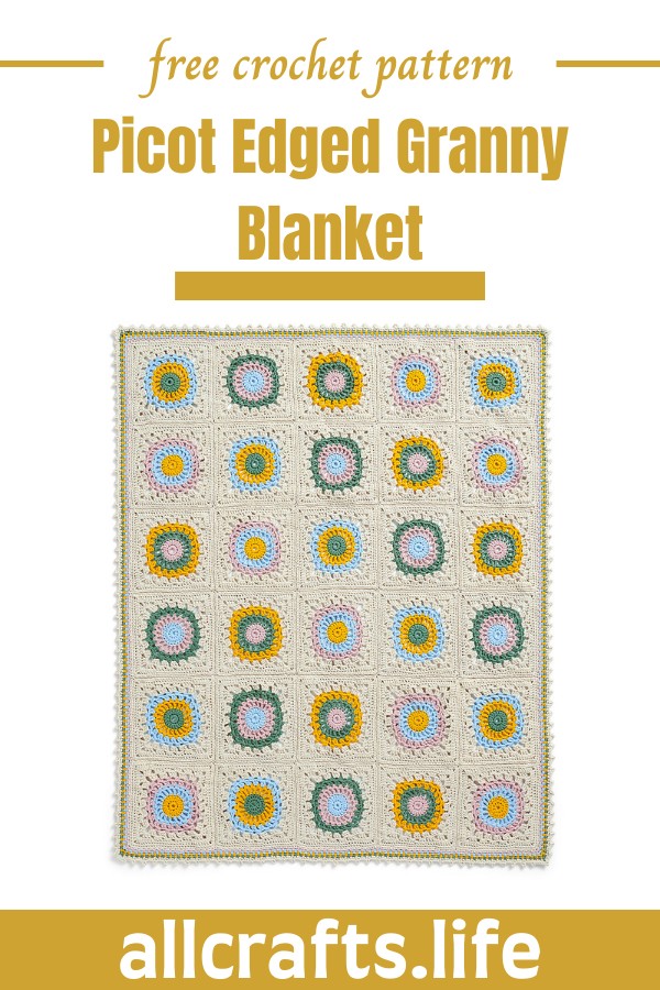 Crochet Picot Edged Granny Blanket Pattern