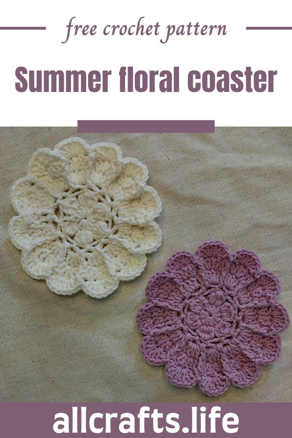 Crochet Summer floral coaster Pattern