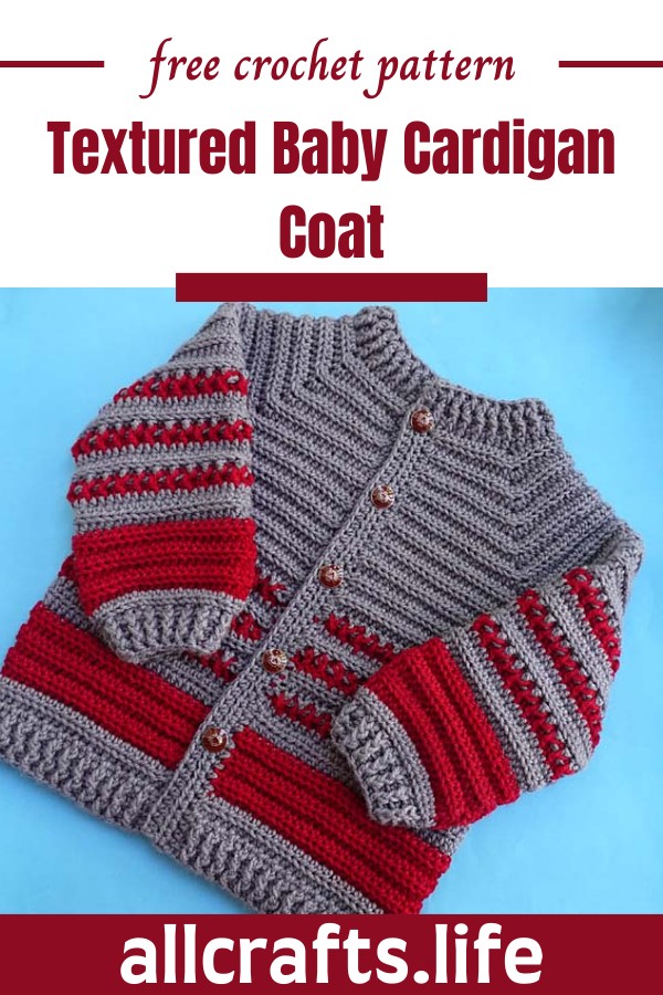 Crochet Textured Baby Cardigan Coat Pattern