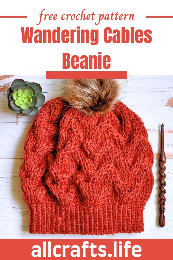 Crochet Wandering Cables Beanie Pattern