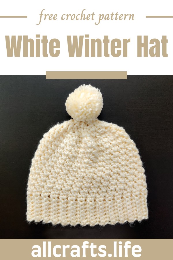 Crochet White Winter Hat Pattern