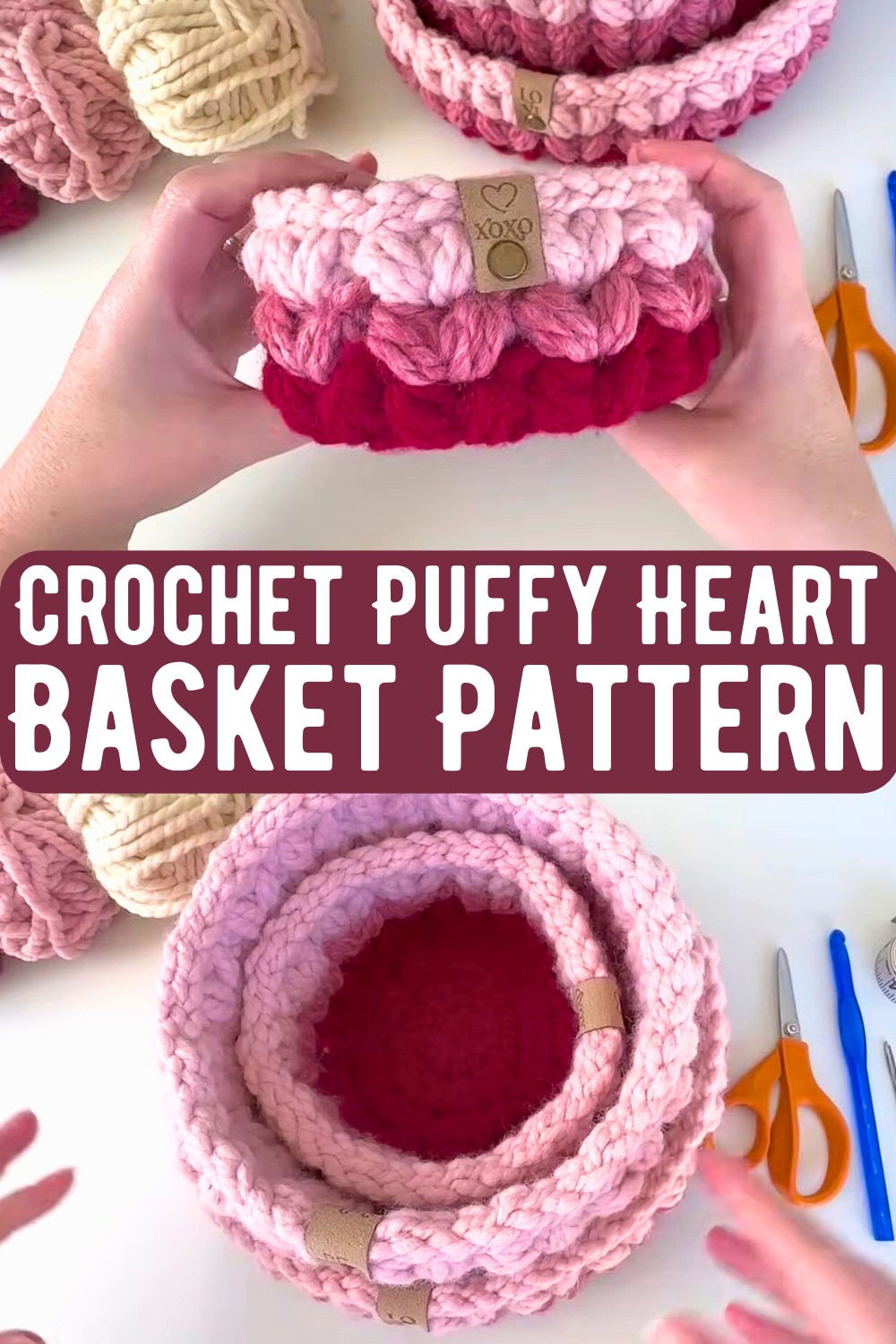 Crochet Puffy Heart Basket Pattern
