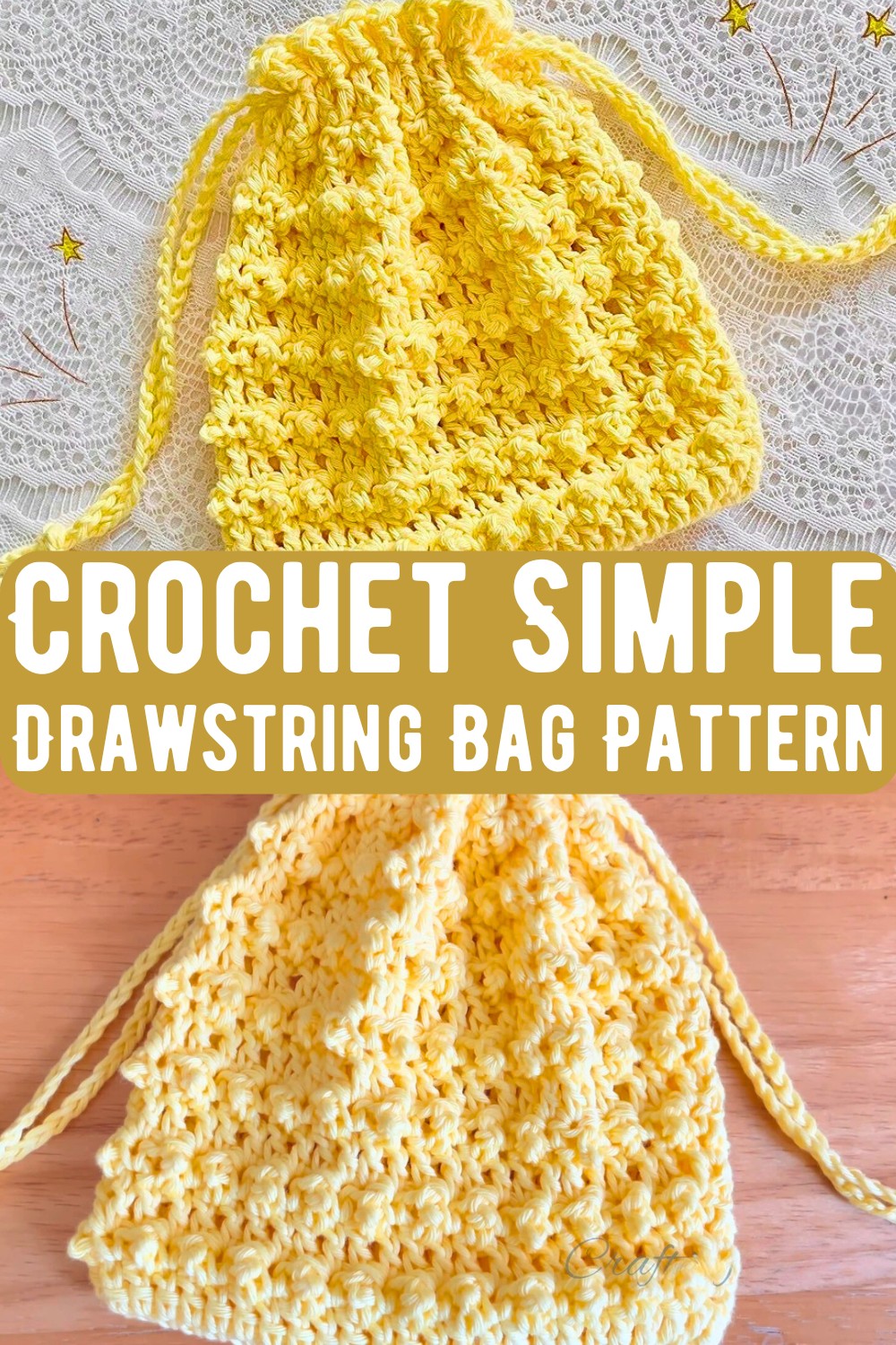 Crochet Simple Drawstring Bag Pattern