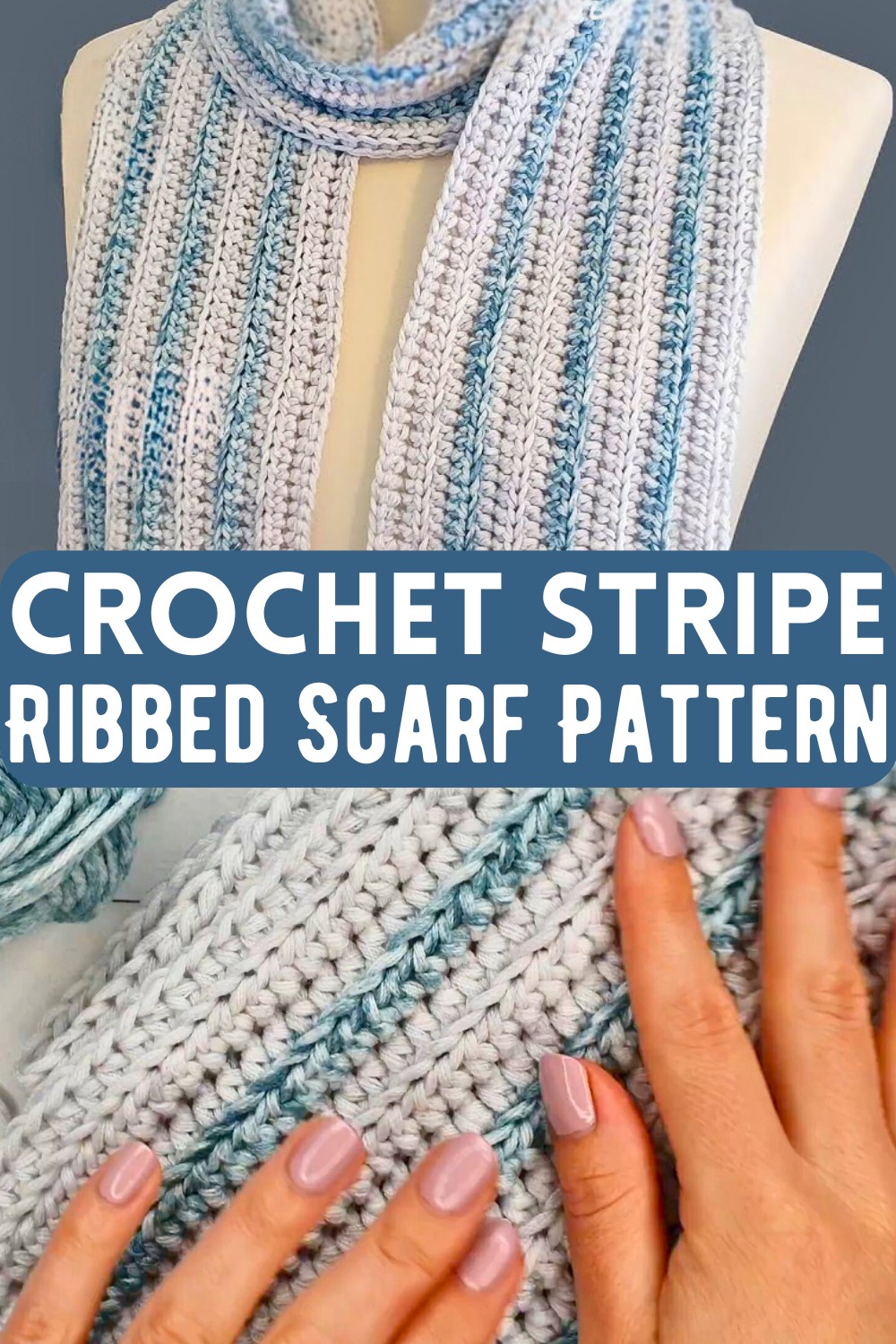 Crochet Stripe Ribbed Scarf Pattern