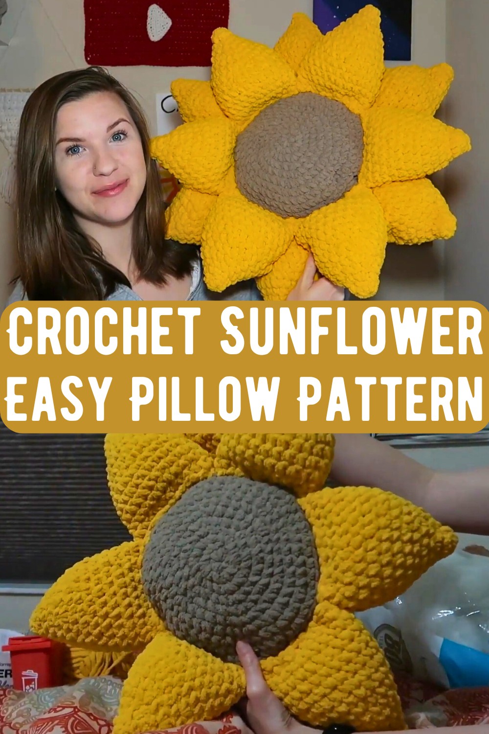 Crochet Sunflower Easy Pillow Pattern