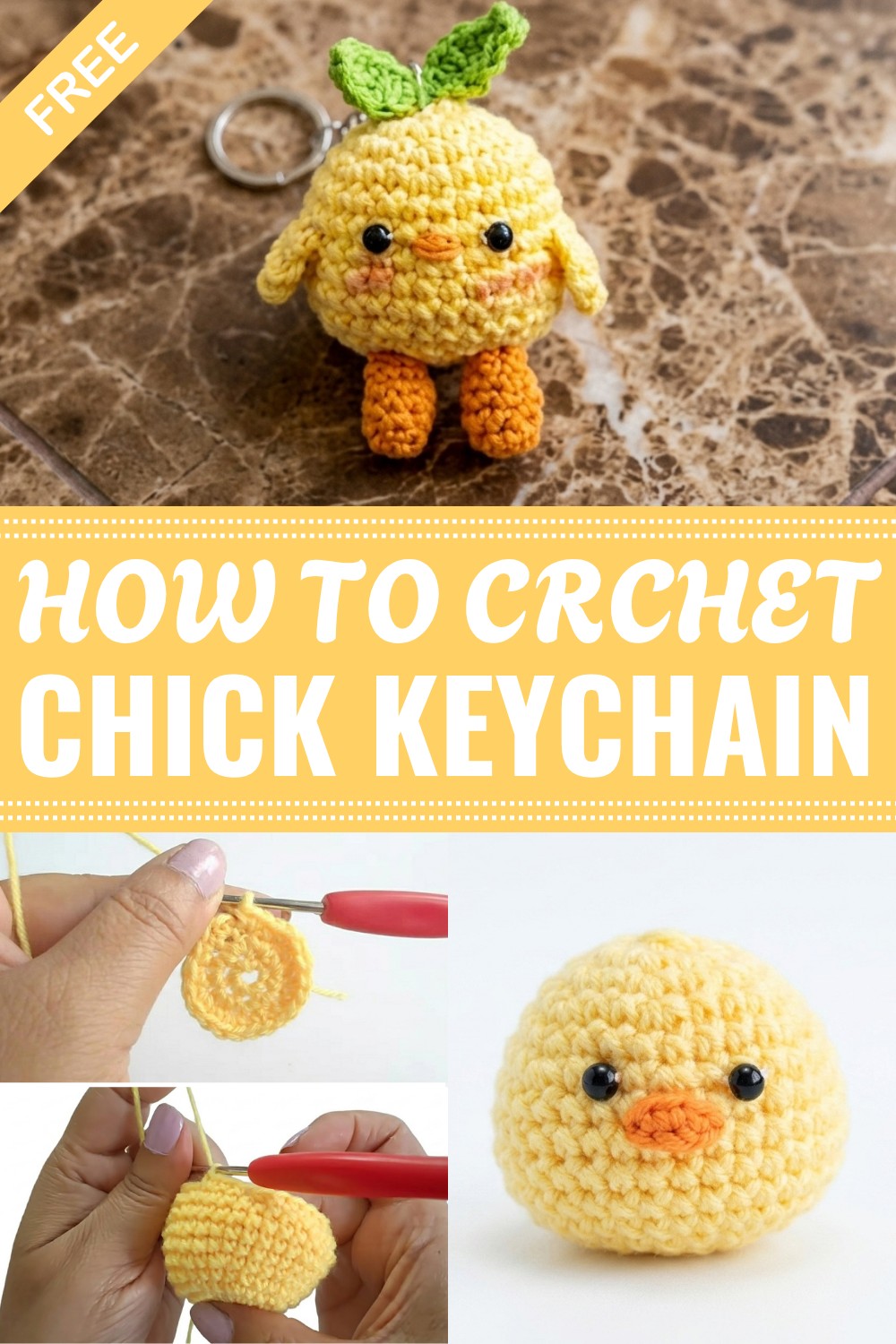 Crochet Chick Keychain Pattern