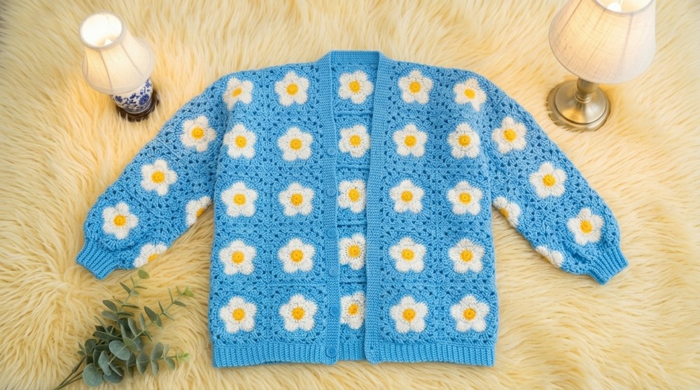 Crochet Granny Square Cardigan Pattern 5