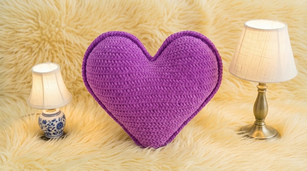 Crochet Heart Pillow Pattern 5