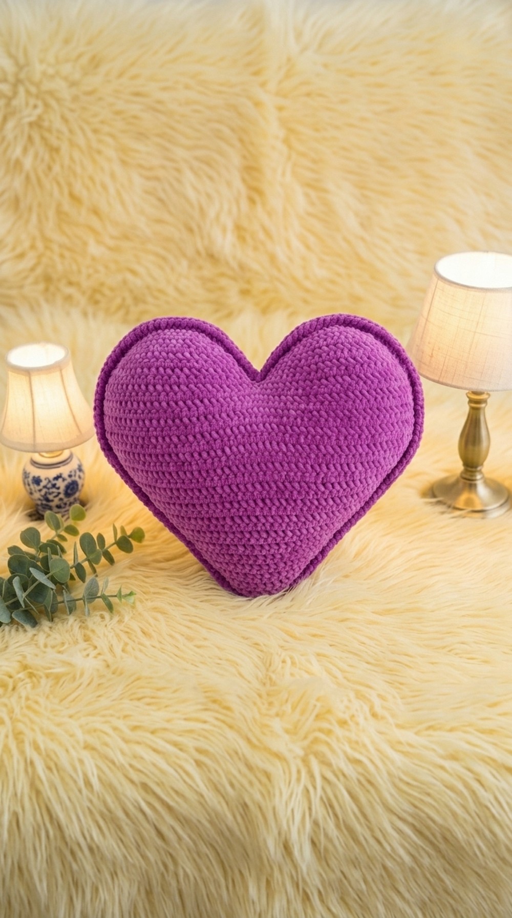 Crochet Heart Pillow Pattern 6