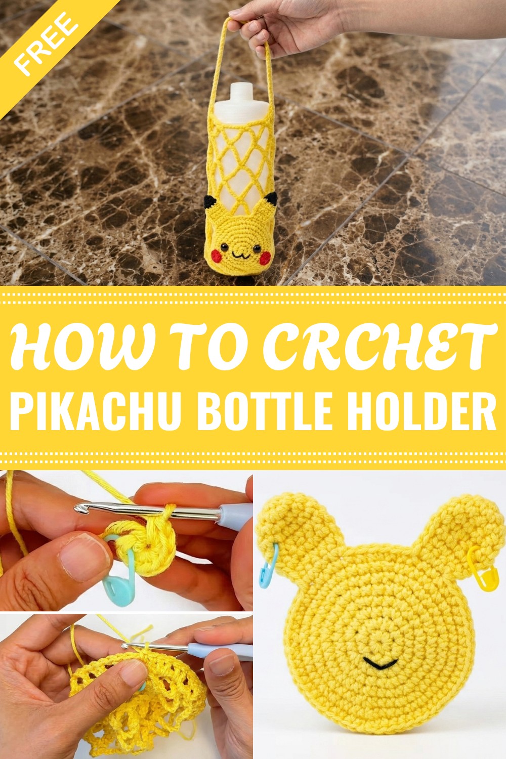 Crochet Pikachu Bottle Holder Pattern