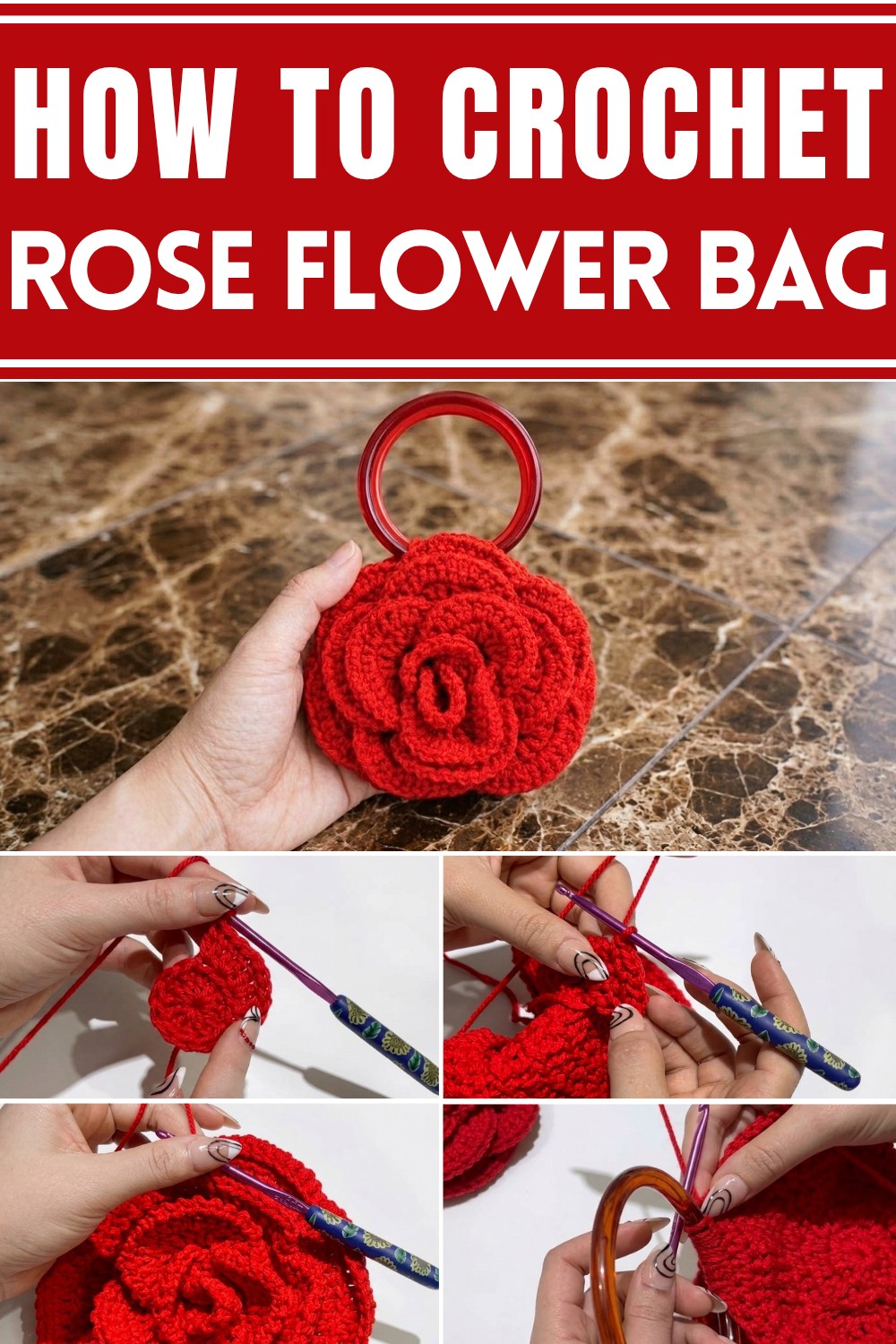 Crochet Rose Flower Bag Pattern
