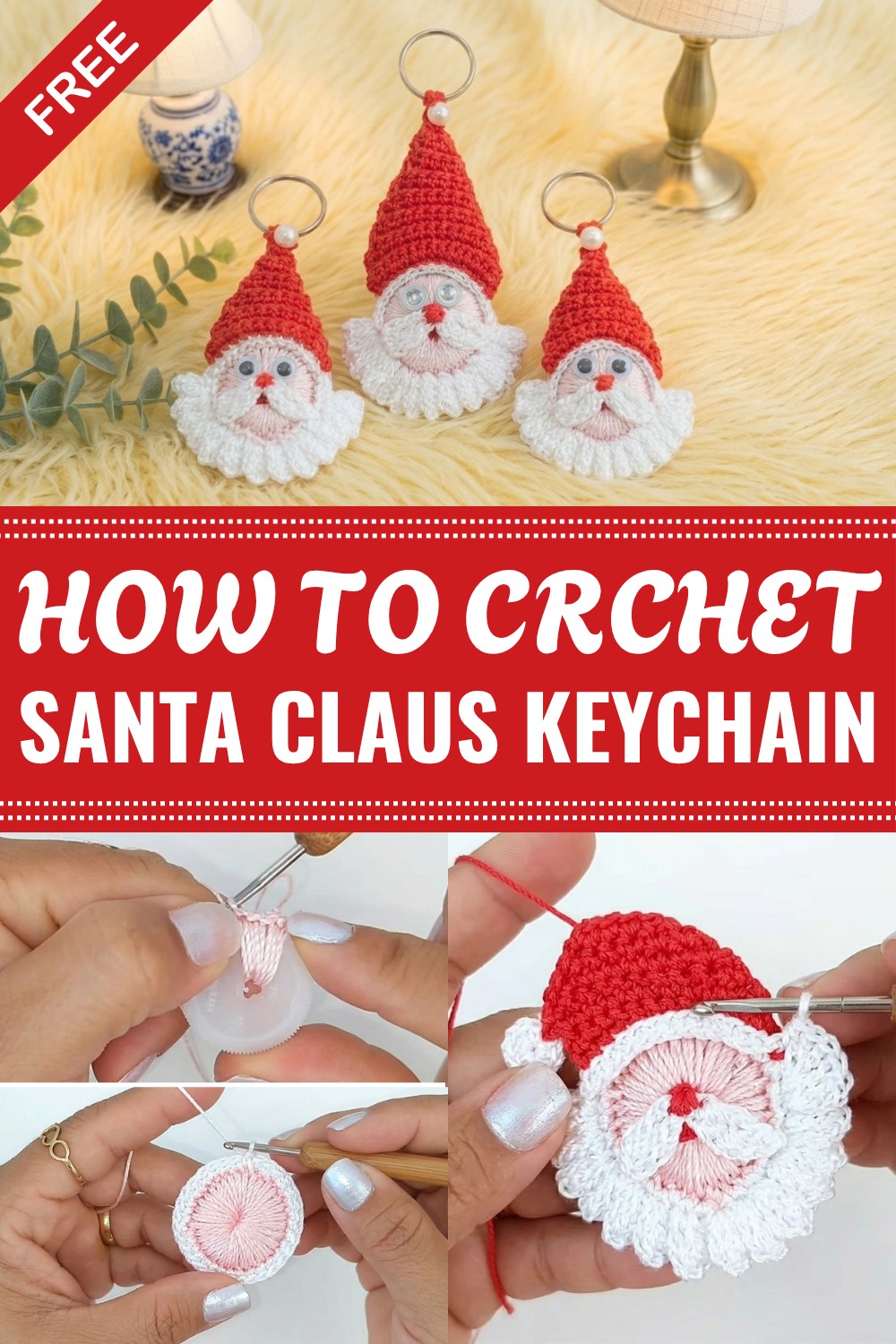 Crochet Santa Claus Keychain Pattern