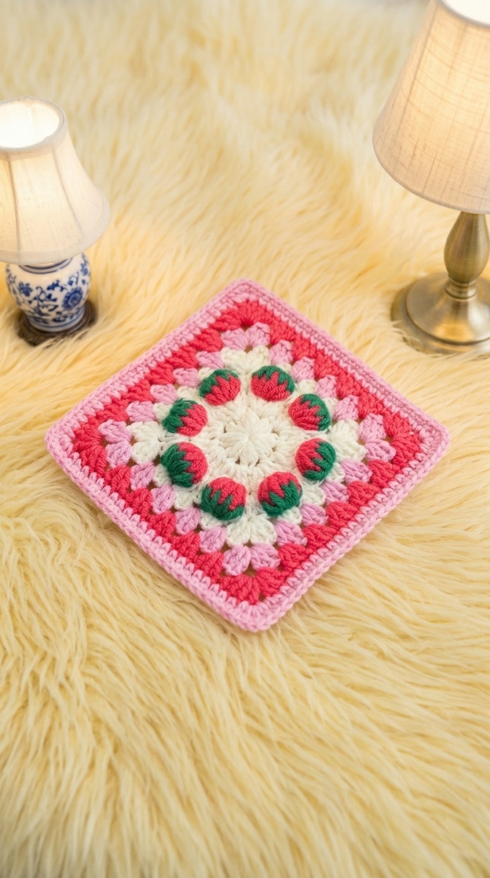 Crochet Strawberry Granny Square Pattern 6