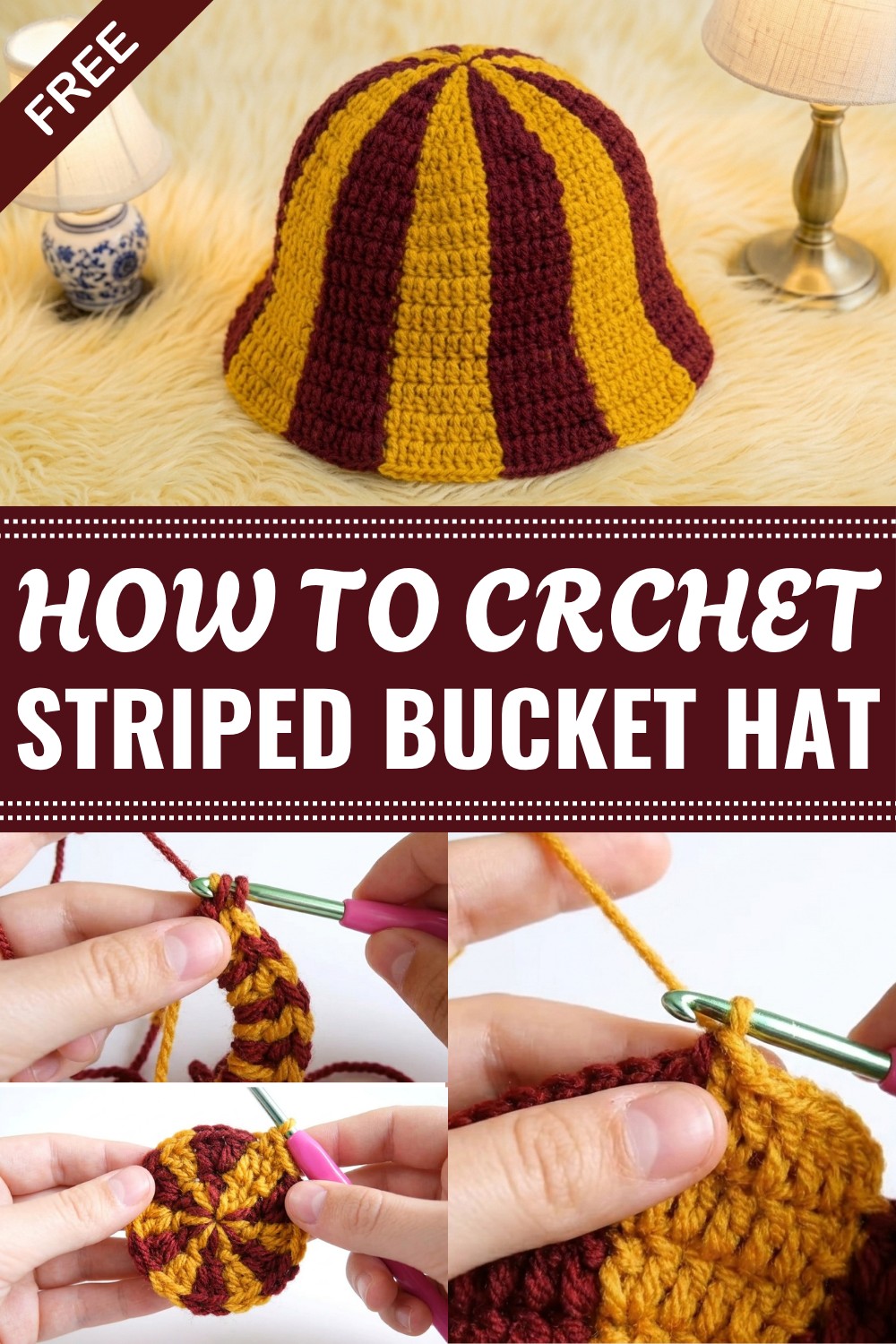 Crochet Striped Bucket Hat Pattern
