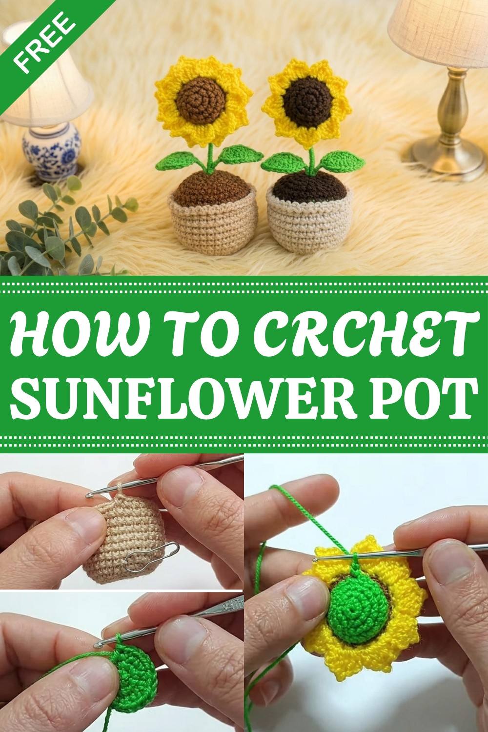 Crochet Sunflower Pot Pattern