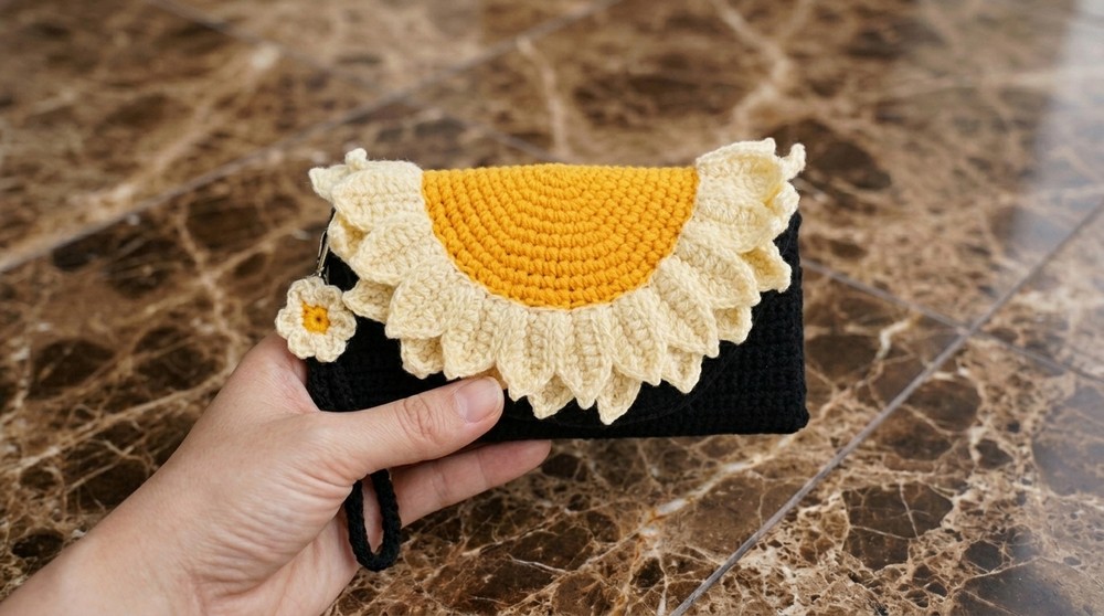 Crochet Sunflower Purse Pattern 5