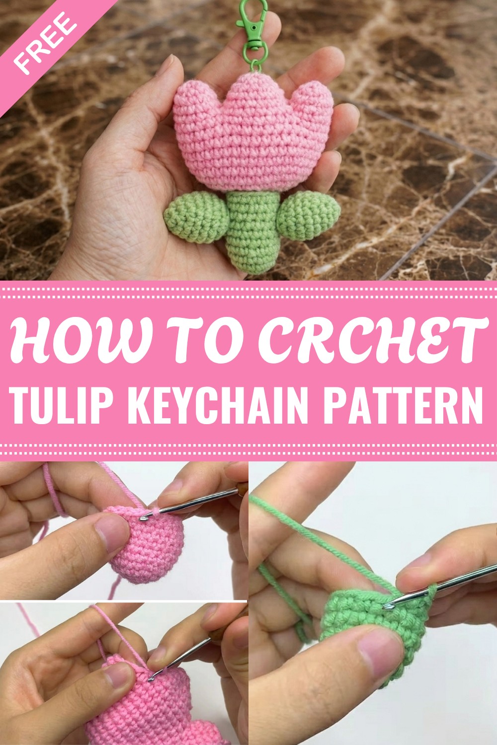 Crochet Tulip Keychain Pattern